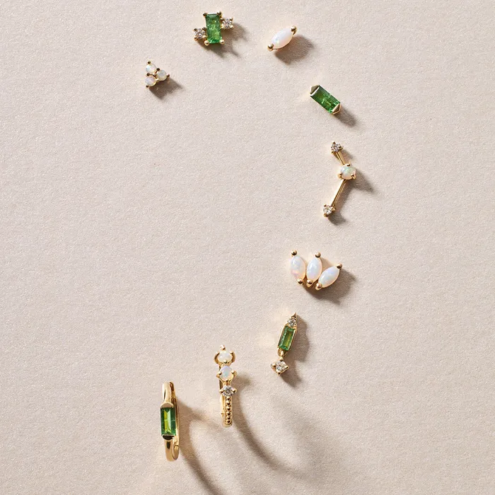 Earrings AURELIE GI WREN Tsavorite and LabGrown Diamond Threadless Flatback Earring