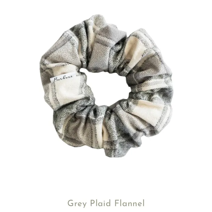 Earrings Barbays Barbays Grey Plaid Flannel Scrunchie