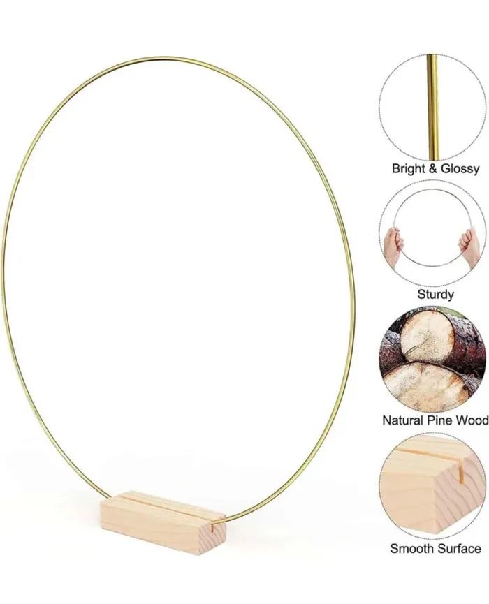 Earrings Golden Hoop with Wooden Stand for Resin Decor Resinarthub Earrings Golden Hoop with Wooden Stand for Resin Decor Resinarthub