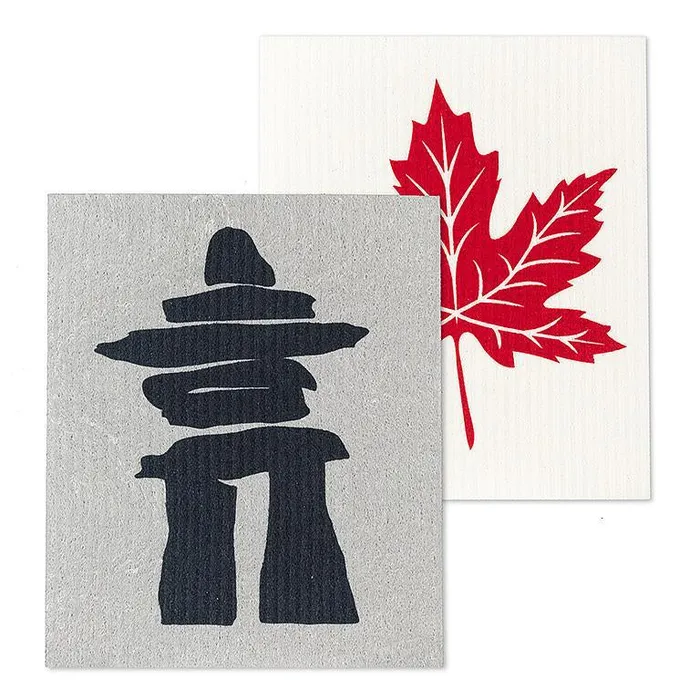 Earrings Inukshuk Maple Leaf Dishcloths Set2 Abbott