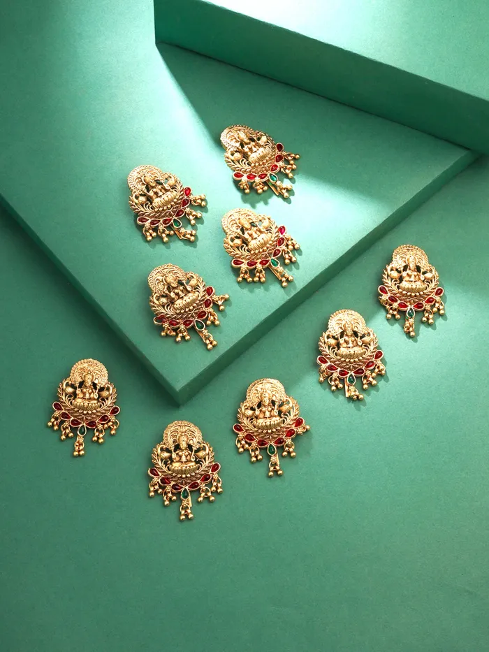 Earrings Pack of 9 GoldPlated Bridal Hair Comb Jadai Billai Traditional Design For All Hair Types Gold Yellow Chimes