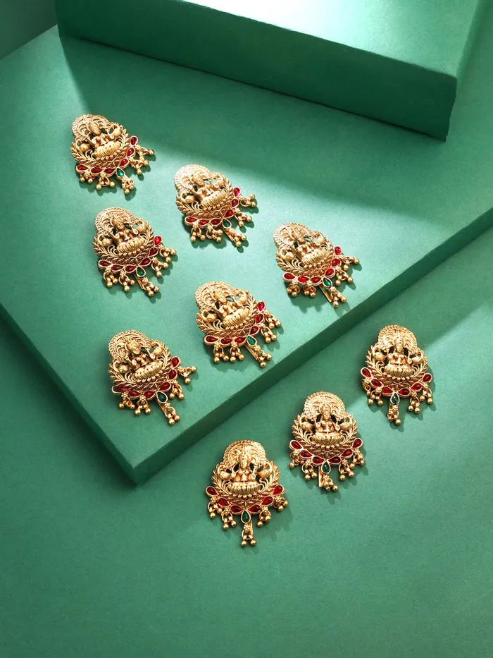 Earrings Pack of 9 GoldPlated Bridal Hair Comb Jadai Billai Traditional Design For All Hair Types Gold Yellow Chimes