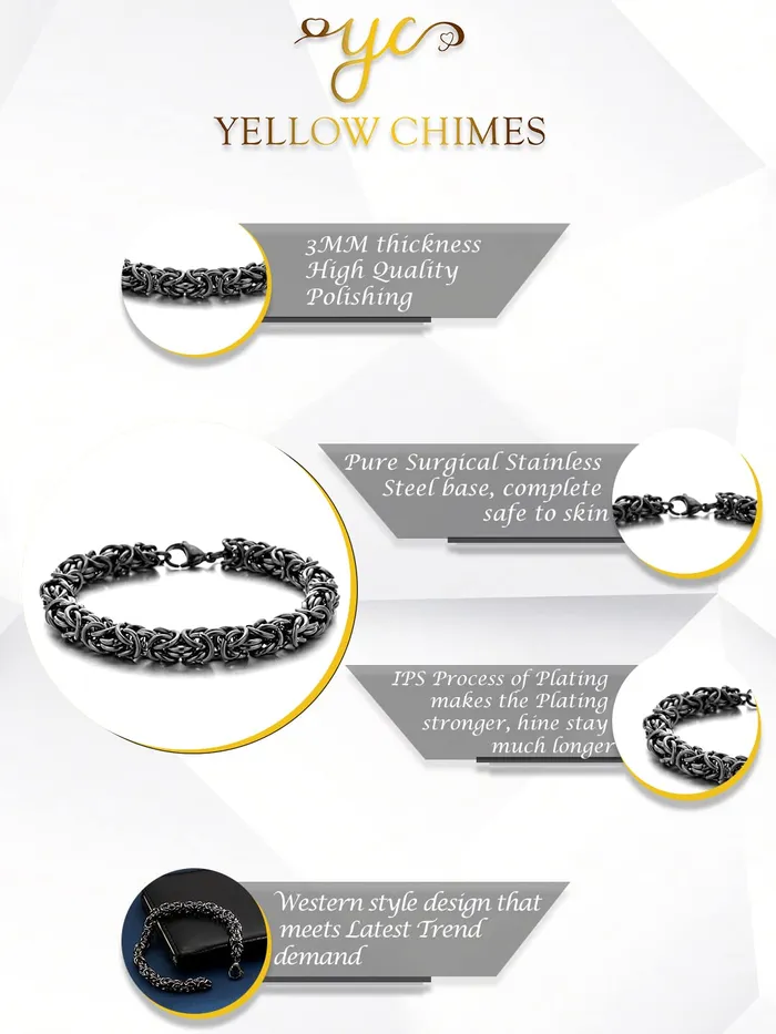 Earrings Yellow Chimes Bracelets for Men and Boys Bracelet for Men Stainless Steel Linked Chain Bracelet Birthday Gift for Men and Boys Anniversary Gift for Husband Bracelet 4 Yellow Chimes