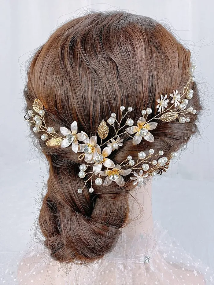 Earrings Yellow Chimes Bridal Metal Hair Vine for Women and Girls Bridal Hair Accessories Golden Headband Floral Bridal Wedding Head Band Hair Vine Yellow Chimes