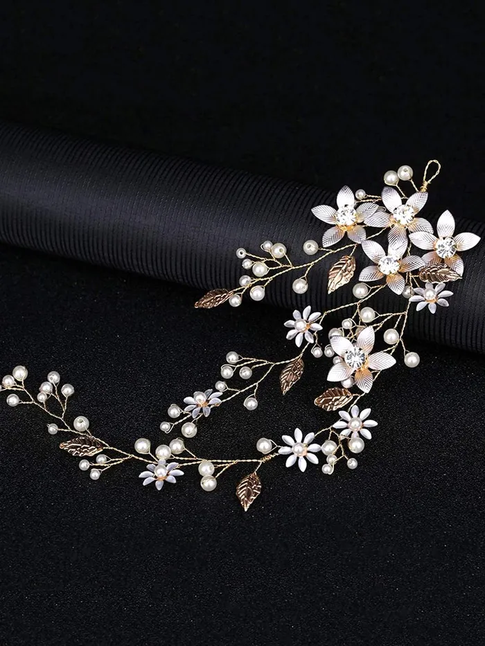 Earrings Yellow Chimes Bridal Metal Hair Vine for Women and Girls Bridal Hair Accessories Golden Headband Floral Bridal Wedding Head Band Hair Vine Yellow Chimes
