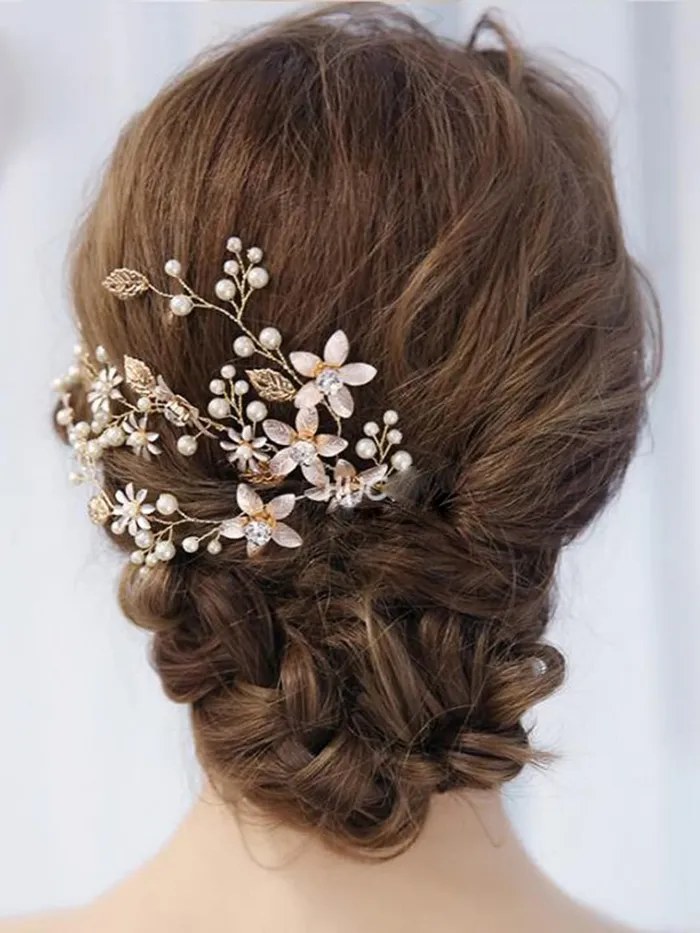 Earrings Yellow Chimes Bridal Metal Hair Vine for Women and Girls Bridal Hair Accessories Golden Headband Floral Bridal Wedding Head Band Hair Vine Yellow Chimes