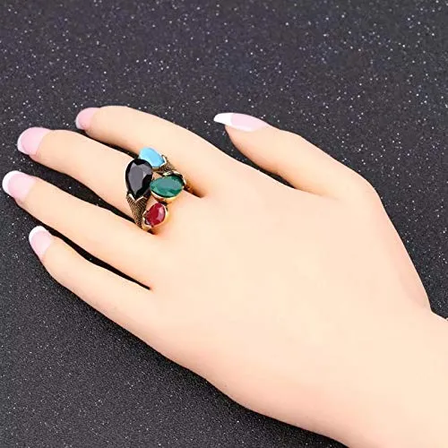 Earrings Yellow Chimes Classic Design Colorful Crysatl Floral Bud Gold Plated Stylish Rings for Women and Girls Yellow Chimes