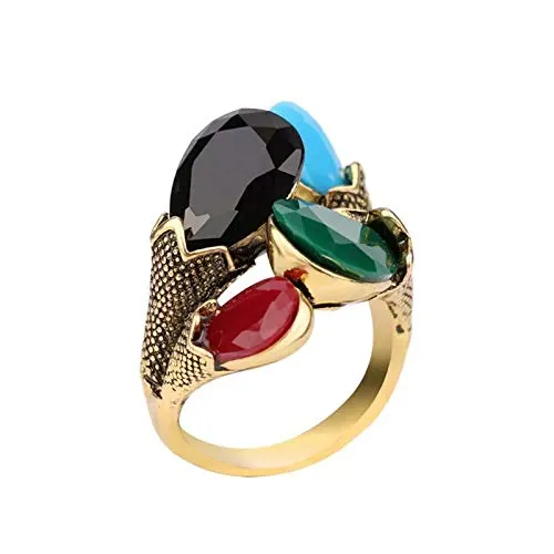 Earrings Yellow Chimes Classic Design Colorful Crysatl Floral Bud Gold Plated Stylish Rings for Women and Girls Yellow Chimes