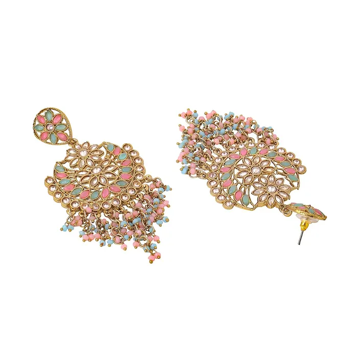 Earrings Yellow Chimes Earrings for Women and Girls Kundan Chandbali Gold Plated Kundan Studded Beads Drop Chandbali Earrings Birthday Gift for girls and women Anniversary Gift for Wife Yellow Chimes