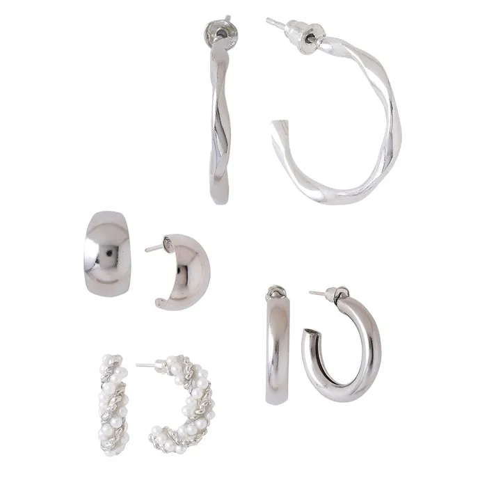 Earrings Yellow Chimes Earrings for Women and Girls Silver Hoops Earrings Combo Silver Toned 5 Pairs Combo Silver Hoop Earrings for Women Birthday Gift for girls and women Anniversary Gift for Wife Yellow Chimes