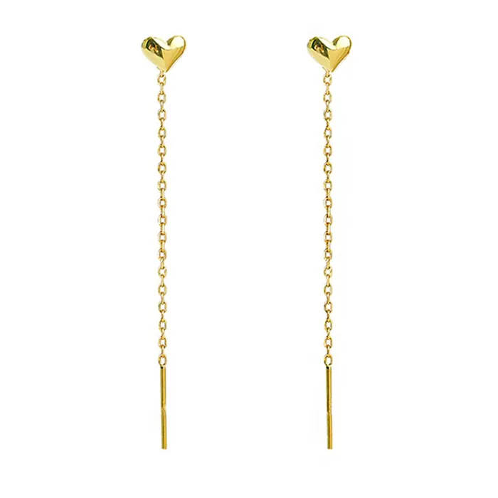 Earrings Yellow Chimes Kairangi Threader Earrings for Women Gold Plated Heart Shaped Long Chain Threader Earrings For Women and Girls