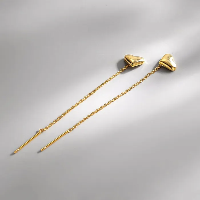 Earrings Yellow Chimes Kairangi Threader Earrings for Women Gold Plated Heart Shaped Long Chain Threader Earrings For Women and Girls