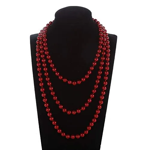 Earrings Yellow Chimes Latest Fashion Pearl Multilayer Long Necklace for Women Girls Red Yellow Chimes