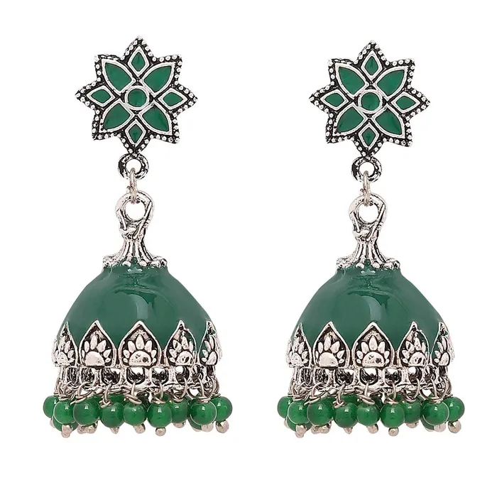 Earrings Yellow Chimes Meenakari Silver Oxidised Jhumka Earrings Artisan Crafted Dark Green Traditional JhumkaJhumki Earrings for Women and Girls Yellow Chimes Earrings Yellow Chimes Meenakari Silver Oxidised Jhumka Earrings Artisan Crafted Dark Green Traditional JhumkaJhumki Earrings for Women and Girls Yellow Chimes