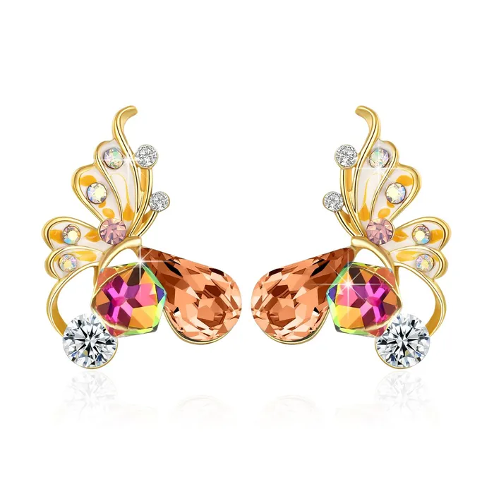 Earrings Yellow Chimes Moxie Collection Butterfly Multicolor Crystal Stud Earrings For Women Girls Brown Yellow Chimes Earrings Yellow Chimes Moxie Collection Butterfly Multicolor Crystal Stud Earrings For Women Girls Brown Yellow Chimes