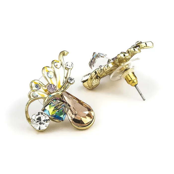 Earrings Yellow Chimes Moxie Collection Butterfly Multicolor Crystal Stud Earrings For Women Girls Brown Yellow Chimes