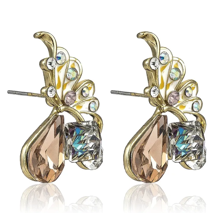 Earrings Yellow Chimes Moxie Collection Butterfly Multicolor Crystal Stud Earrings For Women Girls Brown Yellow Chimes