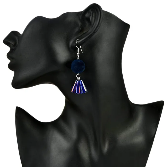 Earrings Yellow Chimes PomPom Style Purple Tassel Earring for Women Girls Yellow Chimes