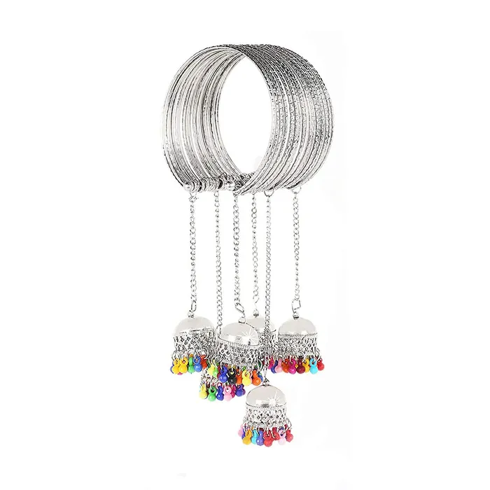 Earrings Yellow Chimes Traditional Oxidized Silver Brass Jhumki Latkan Tassels Charms Adjustable Bangle Kadaa Bracelet for Girls and Women Yellow Chimes Earrings Yellow Chimes Traditional Oxidized Silver Brass Jhumki Latkan Tassels Charms Adjustable Bangle Kadaa Bracelet for Girls and Women Yellow Chimes