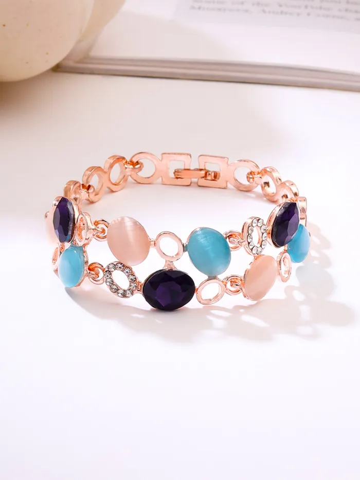 Earrings Yellow Chimes Women Crystal Bracelets Rose Gold Plated Bracelets For Women Multicolor CZ Crystals Bracelet For Woman Birthday Gift for Girls Women Anniversary Gift for Wife Yellow Chimes