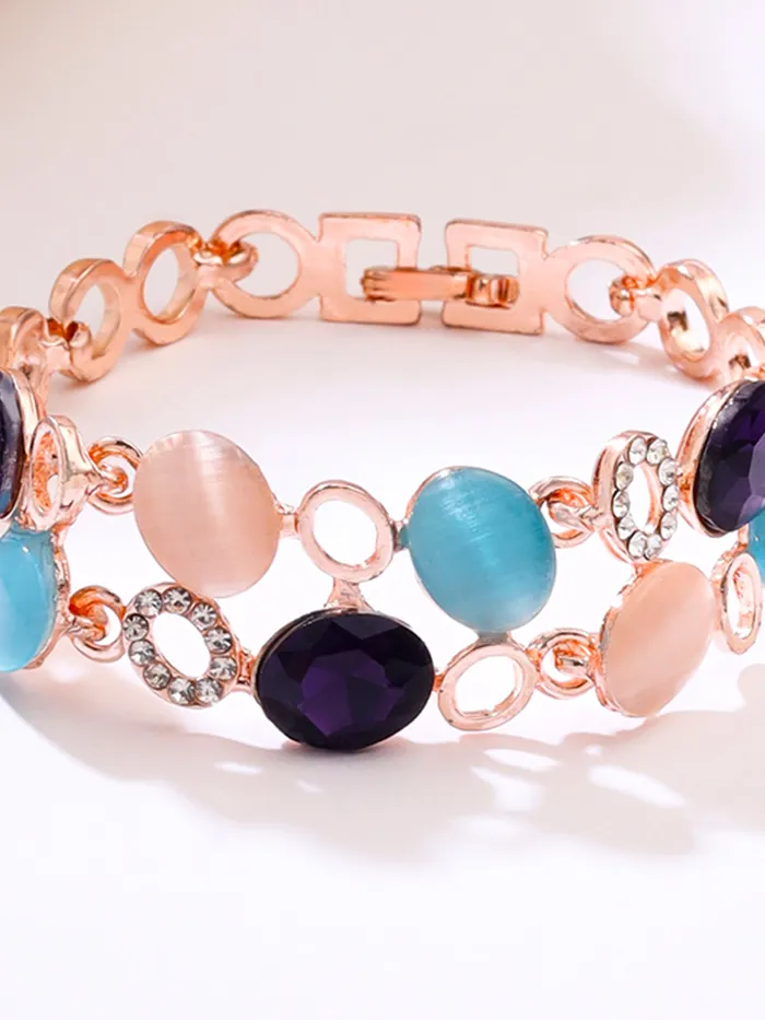 Earrings Yellow Chimes Women Crystal Bracelets Rose Gold Plated Bracelets For Women Multicolor CZ Crystals Bracelet For Woman Birthday Gift for Girls Women Anniversary Gift for Wife Yellow Chimes