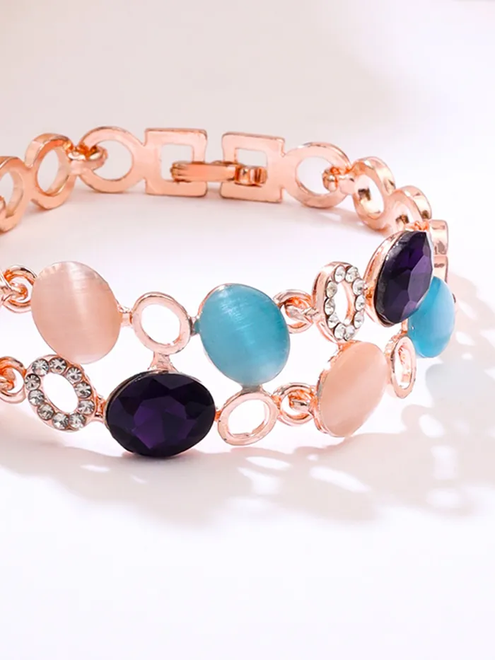 Earrings Yellow Chimes Women Crystal Bracelets Rose Gold Plated Bracelets For Women Multicolor CZ Crystals Bracelet For Woman Birthday Gift for Girls Women Anniversary Gift for Wife Yellow Chimes