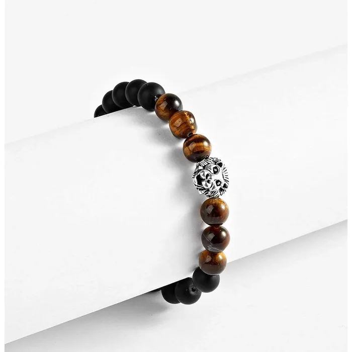 Earrings Yellow Chimes Yellow Chimes Beads Bracelet for Men Dvine Lion Head Natural Tigers Eye Stone Black Reiki Healing Stretchable Beads Bracelet for Men and Boys