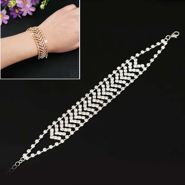 Earrings Yellow Chimes Yellow Chimes Bracelet for Women and Girls White Crystal Studded Silver Toned Chain Bracelet For Women and Girls