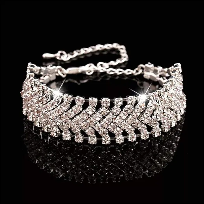 Earrings Yellow Chimes Yellow Chimes Bracelet for Women and Girls White Crystal Studded Silver Toned Chain Bracelet For Women and Girls