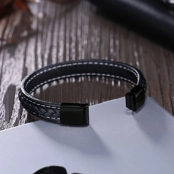 Earrings Yellow Chimes Yellow Chimes Bracelets for Men and Boys Black Leather Bracelet for Men MagneticClasp Genuine Leather Wrap Bracelets for Men Birthday Gift for Men and Boys Anniversary Gift for Husband