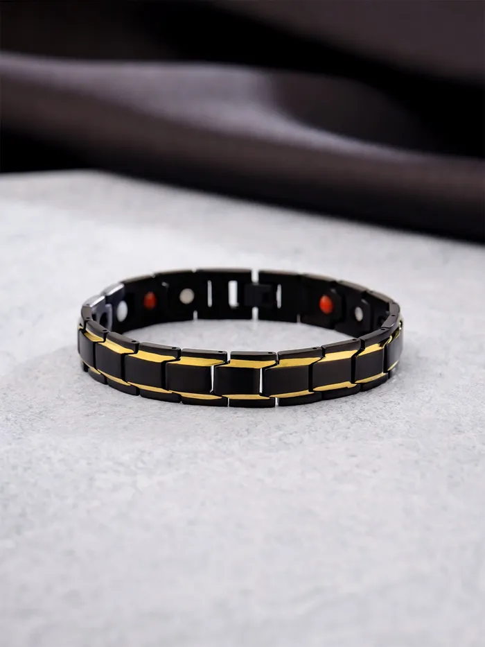 Earrings Yellow Chimes Yellow Chimes Bracelets for Men and Boys Fashion Black Bracelet for Men Stainless Steel Chain Bracelet for Men Birthday Gift for Men and Boys Anniversary Gift for Husband