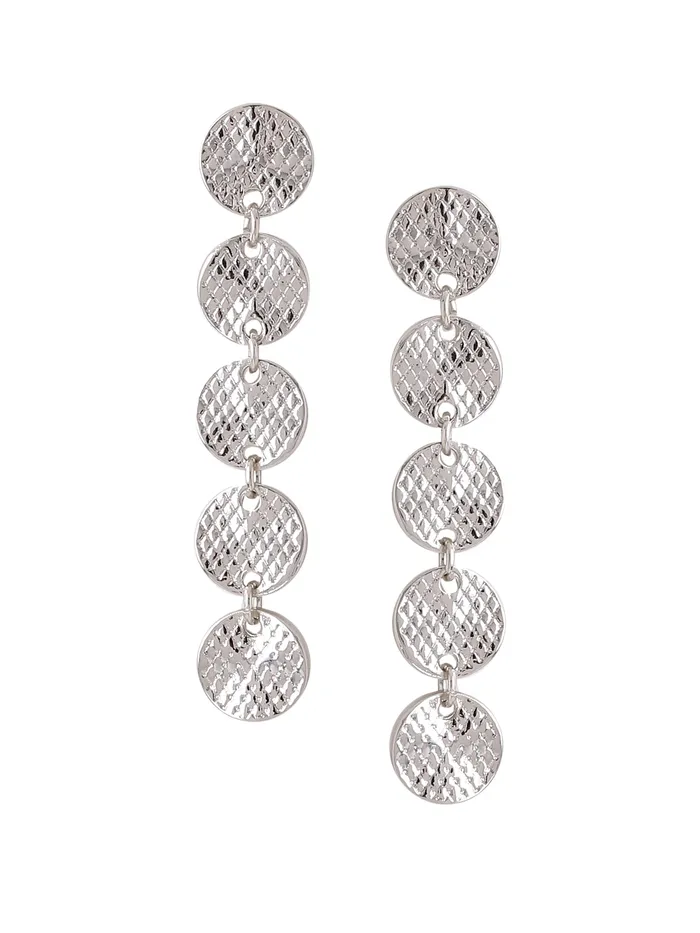 Earrings Yellow Chimes Yellow Chimes Earrings for Women and Girls Coin Dangler Silver Toned Coin Designed Long Danglers Earrings Birthday Gift for girls and women Anniversary Gift for Wife