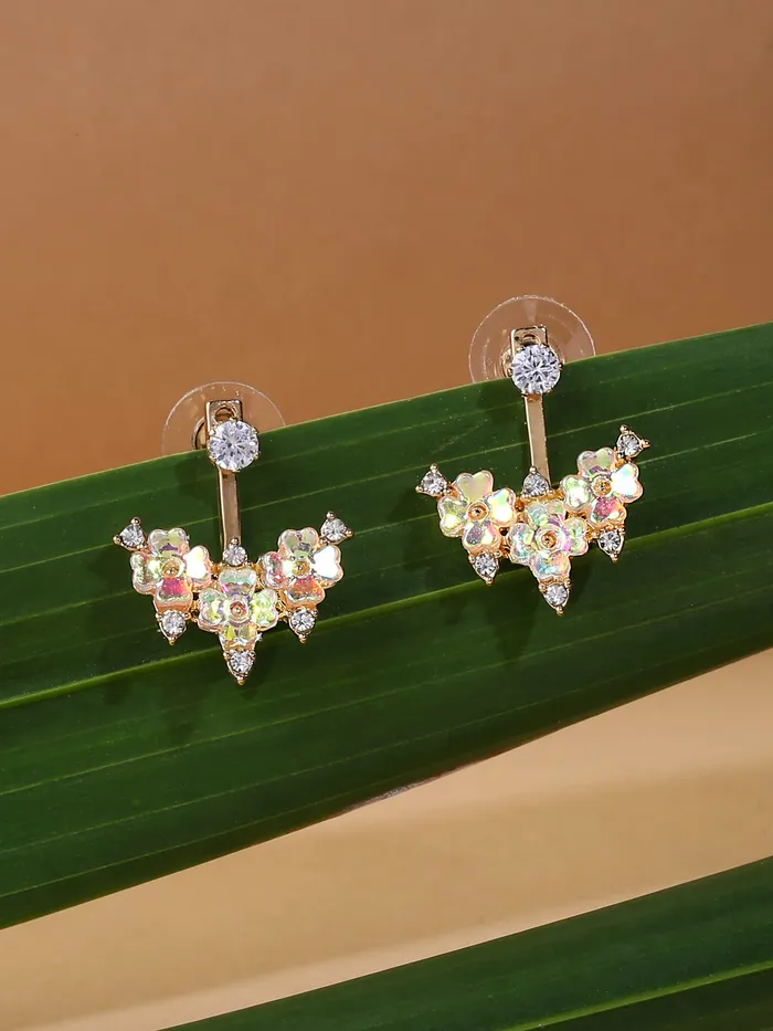 Earrings Yellow Chimes Yellow Chimes Earrings for Women and Girls Drop Earrings for Girls Floral Crystal Drop Earrings Birthday Gift for girls and women Anniversary Gift for Wife