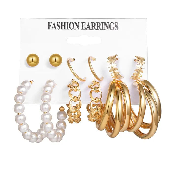 Earrings Yellow Chimes Yellow Chimes Earrings for Women and Girls Fashion White Pearl Hoops Set Gold Plated Combo of 12 Pairs Stud Hoop Earring Set Birthday Gift for girls and women Anniversary Gift for Wife