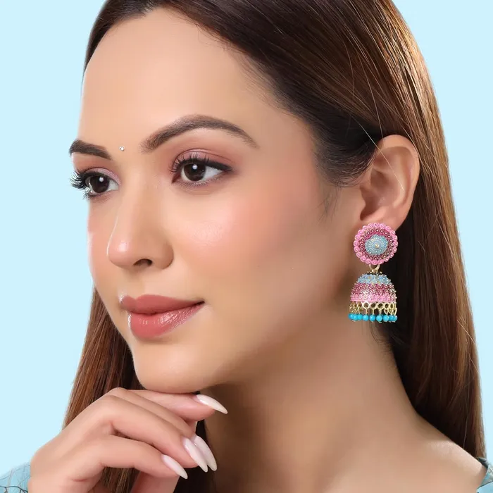 Earrings Yellow Chimes Yellow Chimes Earrings for Women and Girls Traditional Multicolor Meenakari Jhumka Gold Plated Earring Set Dome Shaped Jhumki Earrings Combo Birthday Gift for Girls Women ME 10
