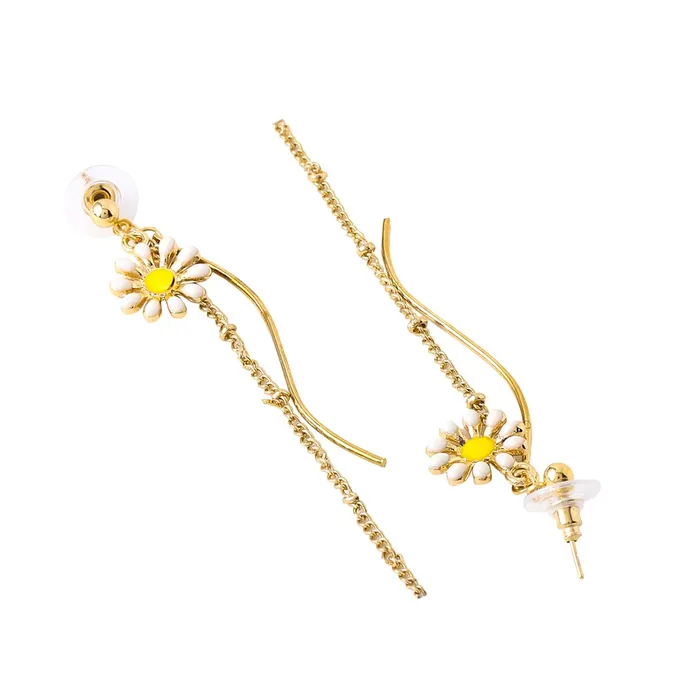 Earrings Yellow Chimes Yellow Chimes Earrings For Women Gold Tone Twisted Wire Flower Stud Dangle Earrings For Women and Girls