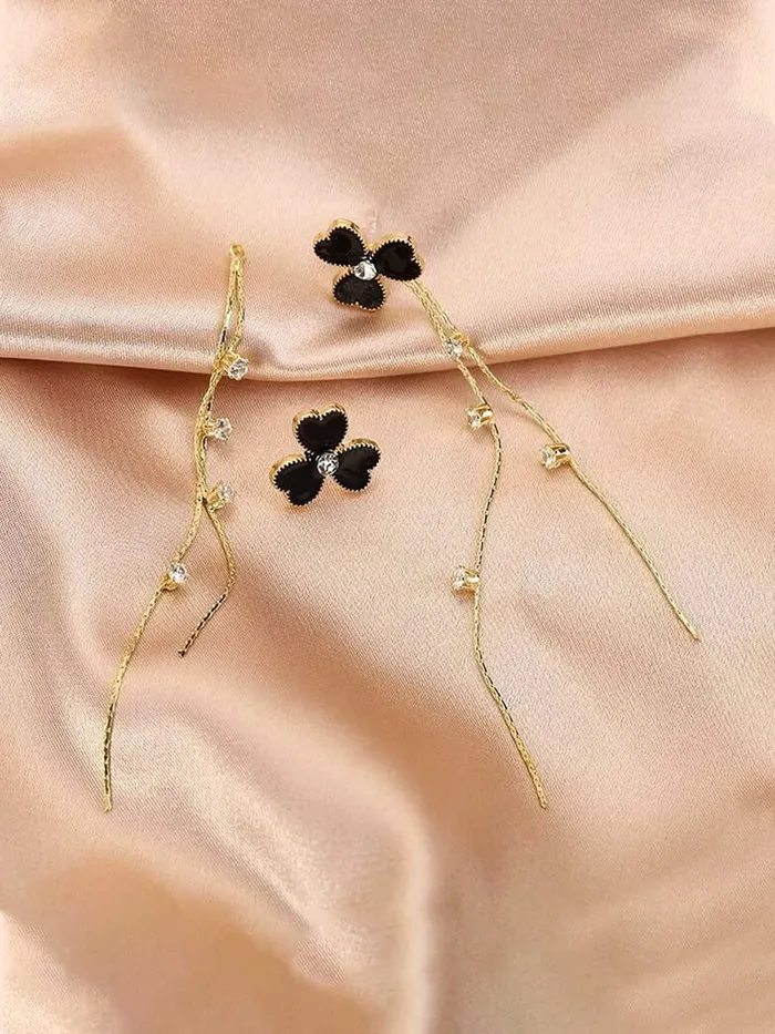 Earrings Yellow Chimes Yellow Chimes Earrings For Women Gold Tone Twisted Wire Flower Stud Dangle Earrings For Women and Girls