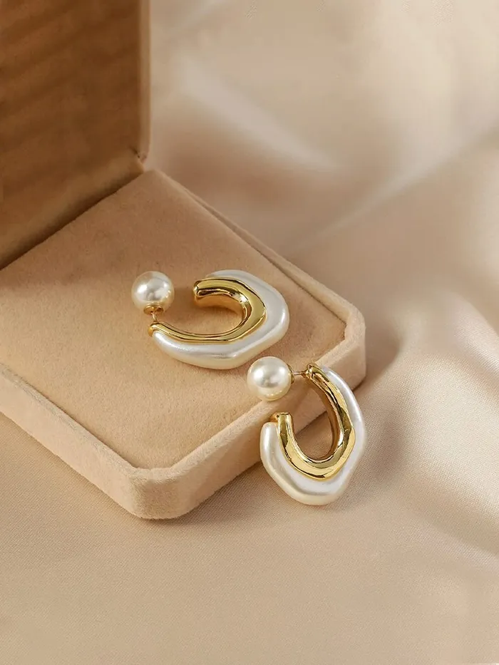 Earrings Yellow Chimes Yellow Chimes Earrings For Women Gold Toned Half Moon Shape Bali Clip On Hoop Earrings For Women and Girls