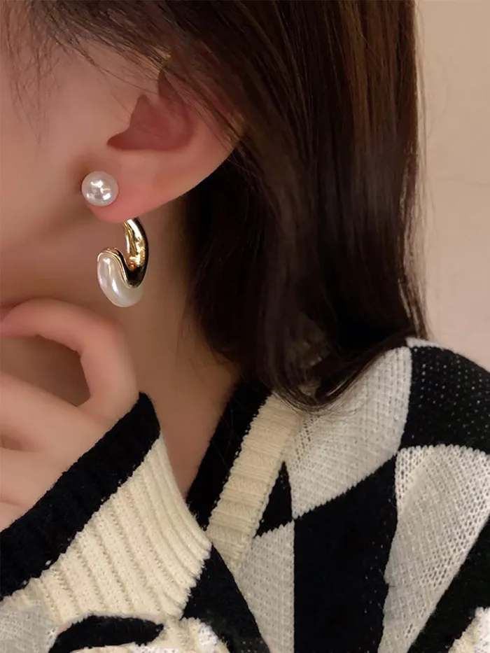 Earrings Yellow Chimes Yellow Chimes Earrings For Women Gold Toned Half Moon Shape Bali Clip On Hoop Earrings For Women and Girls