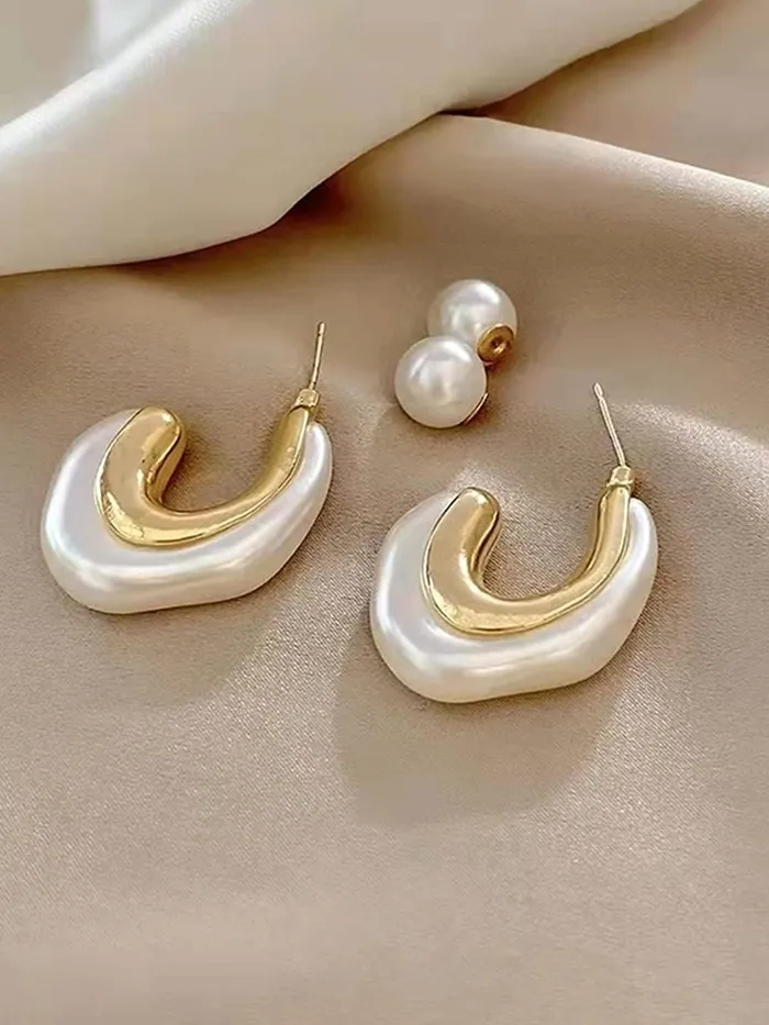 Earrings Yellow Chimes Yellow Chimes Earrings For Women Gold Toned Half Moon Shape Bali Clip On Hoop Earrings For Women and Girls
