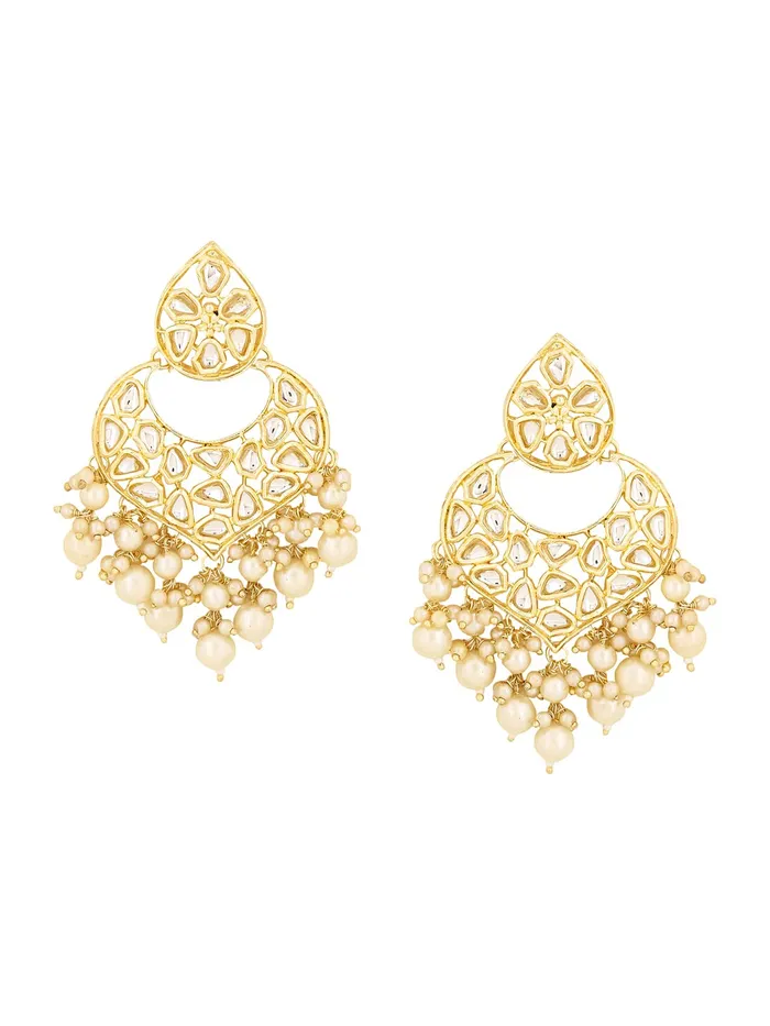Earrings Yellow Chimes Yellow Chimes Earrings for Women Gold Toned Kundan Studded Pearl Drop Chandbali Earrings for Women and Girls Earrings Yellow Chimes Yellow Chimes Earrings for Women Gold Toned Kundan Studded Pearl Drop Chandbali Earrings for Women and Girls