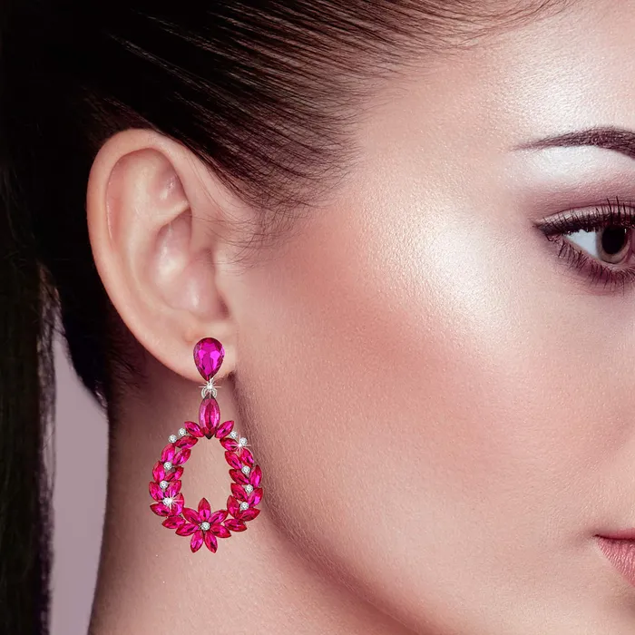 Earrings Yellow Chimes Yellow Chimes Elegant A5 Grade Sparkling Crystal Crystal Drop Earrings for Women and Girls