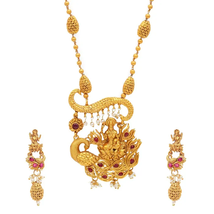 Earrings Yellow Chimes Yellow Chimes Ethnic Temple Jewellery Set Gold Plated Lakshmi Jewelry Set Traditional Long Haram Necklace Set for Women Girls Earrings Yellow Chimes Yellow Chimes Ethnic Temple Jewellery Set Gold Plated Lakshmi Jewelry Set Traditional Long Haram Necklace Set for Women Girls