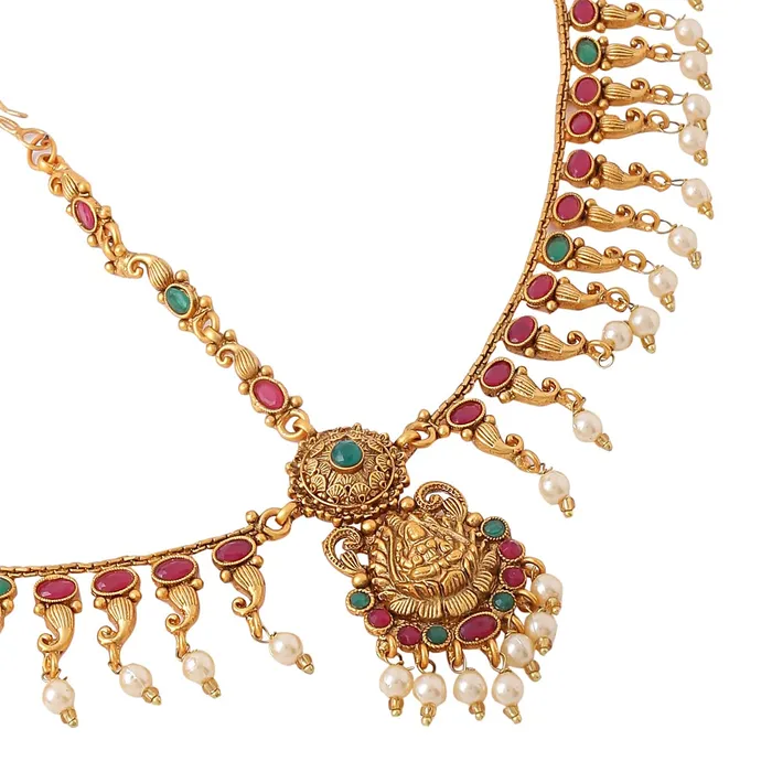 Earrings Yellow Chimes Yellow Chimes Head Chain For Women Gold Toned Bridal layered Beaded Traditional Mathapatti For Women and Girls Gold2