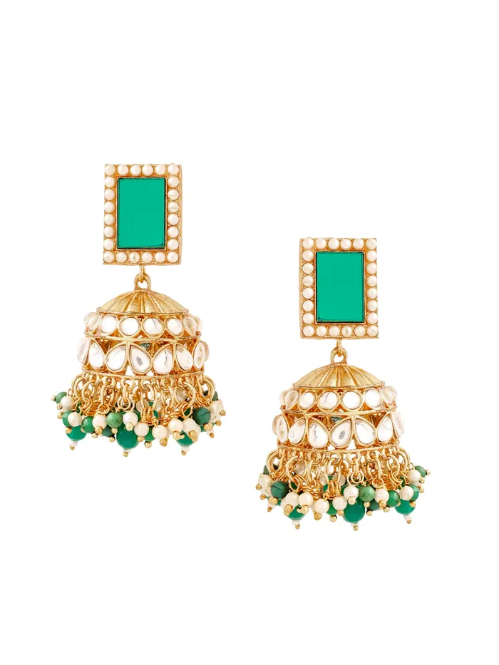 Earrings Yellow Chimes Yellow Chimes Jhumka Earrings Elegant Gold Plated Design 65cm Green Accent For Women Earrings Yellow Chimes Yellow Chimes Jhumka Earrings Elegant Gold Plated Design 65cm Green Accent For Women