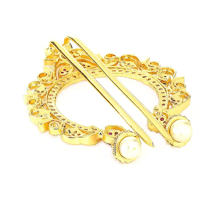 Earrings Yellow Chimes Yellow Chimes Juda Pin for Women ADAmerican Diamond Juda Pin Flower Hair Accessories Gold Plated Bridal Ambada Juda Pin for Women and Girls