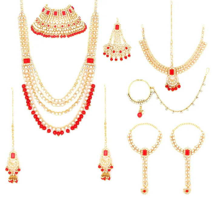Earrings Yellow Chimes Yellow Chimes Kundan Indian Traditional Red Pearl Multilayer Dulhan Bridal Necklace set Necklace Jewellery Set For Women Girls RedGold Earrings Yellow Chimes Yellow Chimes Kundan Indian Traditional Red Pearl Multilayer Dulhan Bridal Necklace set Necklace Jewellery Set For Women Girls RedGold