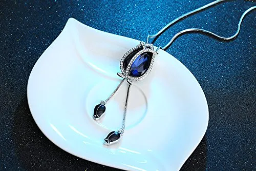 Earrings Yellow Chimes Yellow Chimes Lotus Bud Charm Stlish Crystal Long Chain Pendant Necklace for Women and Girls