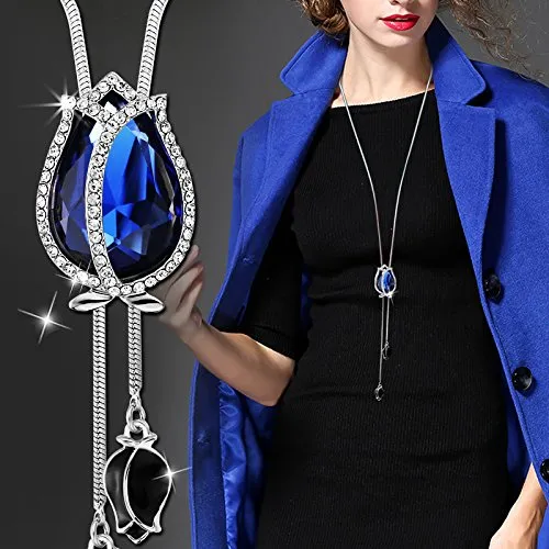 Earrings Yellow Chimes Yellow Chimes Lotus Bud Charm Stlish Crystal Long Chain Pendant Necklace for Women and Girls