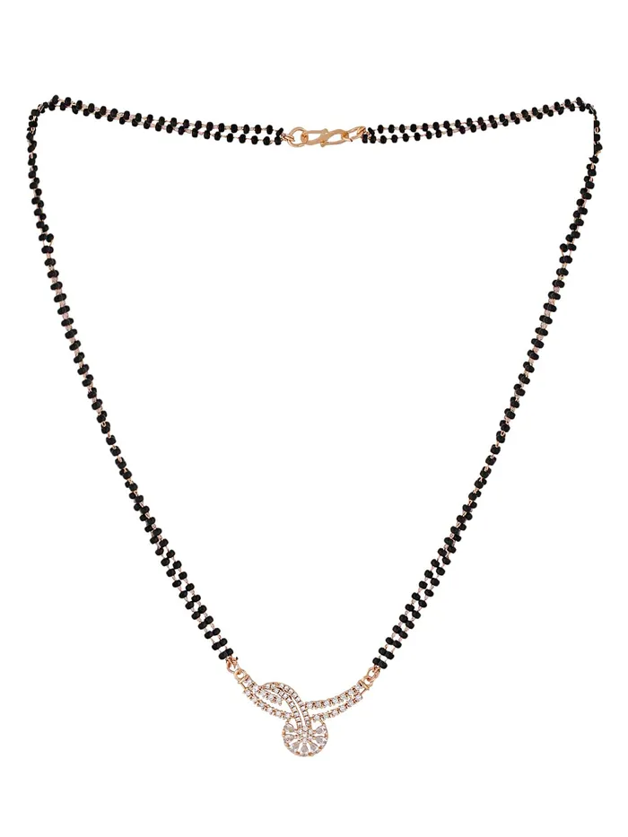 Earrings Yellow Chimes Yellow Chimes Mangalsutra for Women Rose Gold Plated ADAmerican Diamond Studded Floral Designed Mangalsutra for Women and Girls